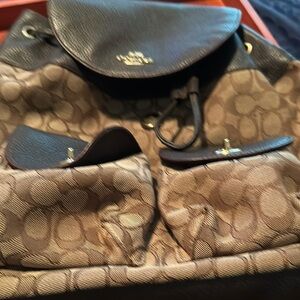 Coach Signature Brown and Black Backpack